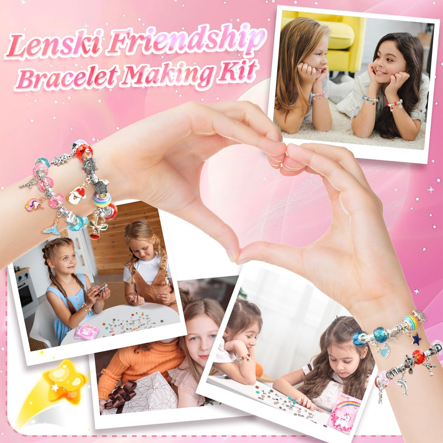 Lenski Gifts for Teenage Girls Birthday Presents, Bracelet Making Kit, Stocking Fillers Kids, Jewellery Making Kit, Unicorn Gifts for Girls Gifts for 5-13 Year Old, Arts and Crafts for Kids