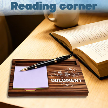 FOUGSTA Funny Office Gifts for Accountant, Gag Office Gifts for Accountant, Gag Desk Decor Gift for Coworker,Wooden Notepad Pen Holder With Funny Quotes,16.5 x 12 x 1.5 cm,XXN12
