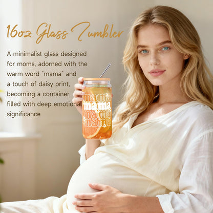 New Mom Gifts, New Mom Care Package After Baby, Baby Shower Gifts for Mom to Be, Pregnancy Gifts for Expecting Mother, Unique 16OZ Mama Glass Cup Knitted Blanket Gift Baskets for Women (White)