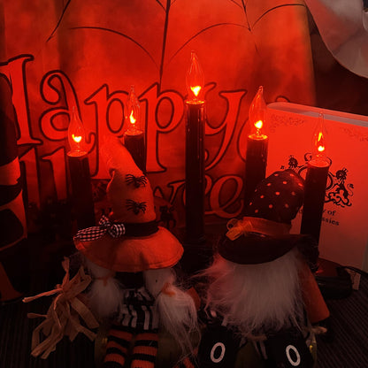 1 Pack Halloween Electric Candle Lamps, 5 Light Black Flameless Candle with 5 C18 Orange Flicker Flame Bulb, Plug in Flickering Window Candle Holder for Halloween Party Home Table Bar Holiday Decor