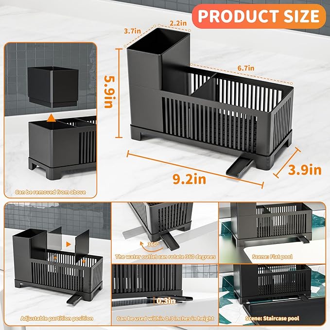 Sink Caddy & Kitchen Sink Organizer, Plastic Kitchen Countertop Organizer