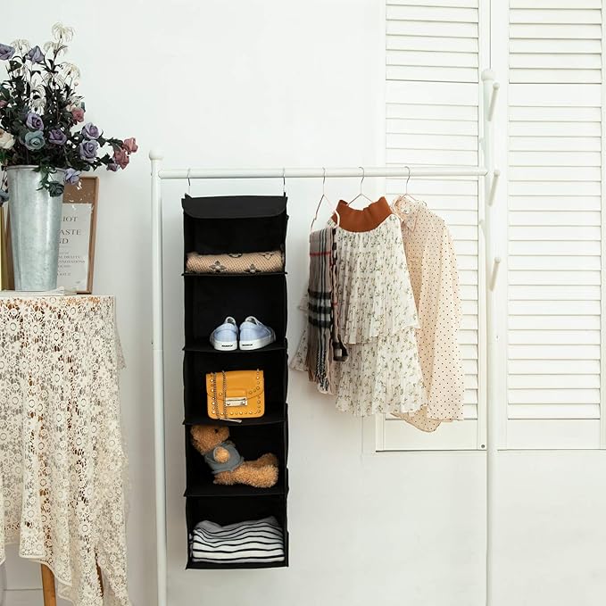 2 Pack Hanging Closet Organizer, 5 Shelves Hanging Storage