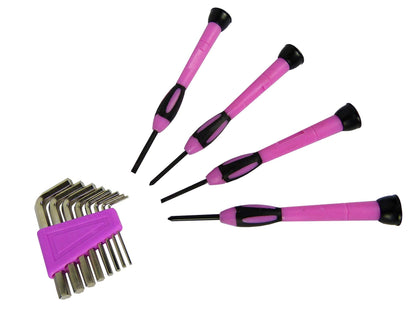 Pink DIY Tool Kit Set in Carry Bag - Hammer, Pliers, Screwdriver - 38pcs