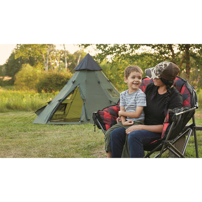 Guide Gear Club Camping Chair, Oversized, Portable, Folding with Padded Seats, 500-lb. Capacity Red Plaid