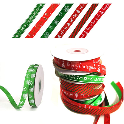 60 Yards 3/8" Wide Christmas Ribbon for Gifts Package Wrapping, Hair Bow Clip Accessory Making, Holiday Christmas Grosgrain Ribbon Set, Winter Season Festival DIY Crafts Decor (6 Rolls)