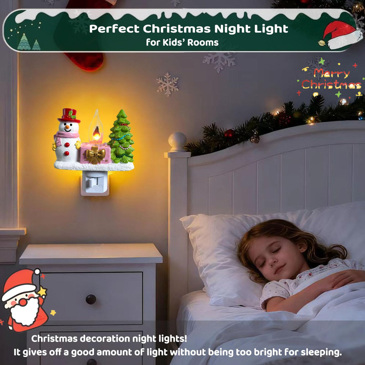 nlaa Christmas Campfire Flickering NightLight,Cute Polyresin Swivel Plug Flickering NightLight,Plug-in Figurine Lamp for Holiday Decor, Indoor Campfire Night Light with Flicker Bulb,Figurine Light