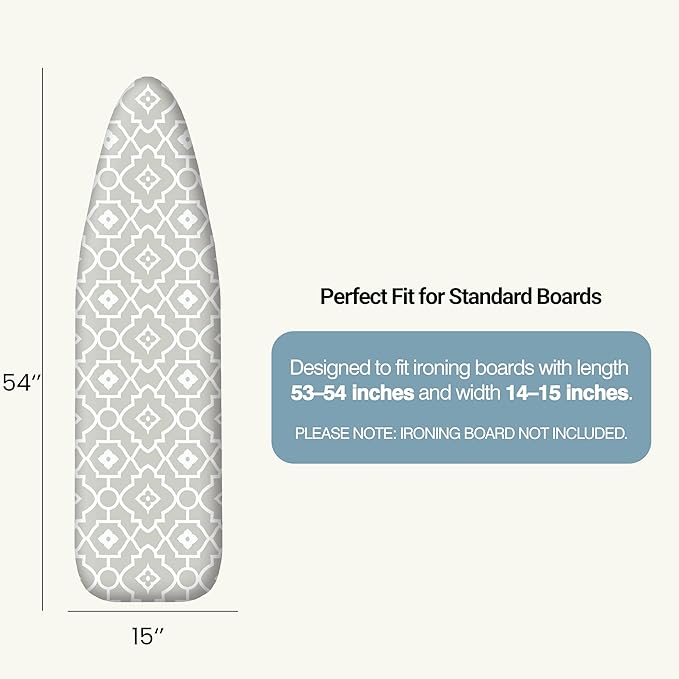 Ironing Board Cover and Pad 15"x54" Extra Thick Natural Cotton, Scorch and
