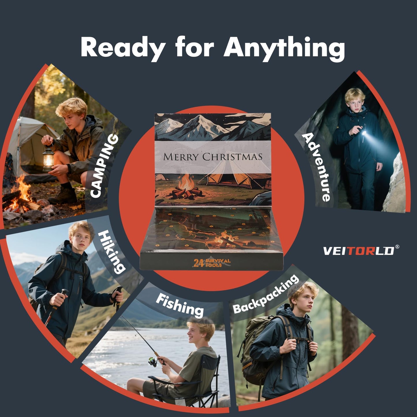 VEITORLD Gifts for Men Dad Husband Him Fathers Day, Survival Gear and Equipment 12 in 1, Survival Kits, Cool Unique Fishing Hunting Anniversary Birthday Gifts for Him Teen Boy Boyfriend Women