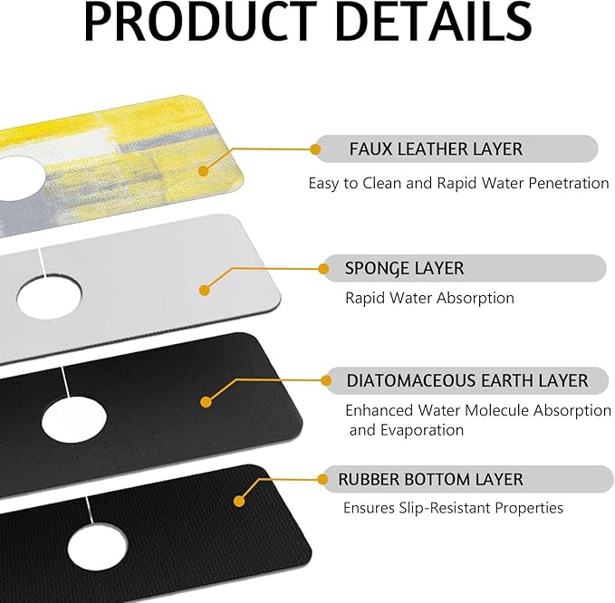 MCALK Yellow Kitchen Sink Faucet Mat Splash Guard, Absorbent Quick-Dry Kitchen