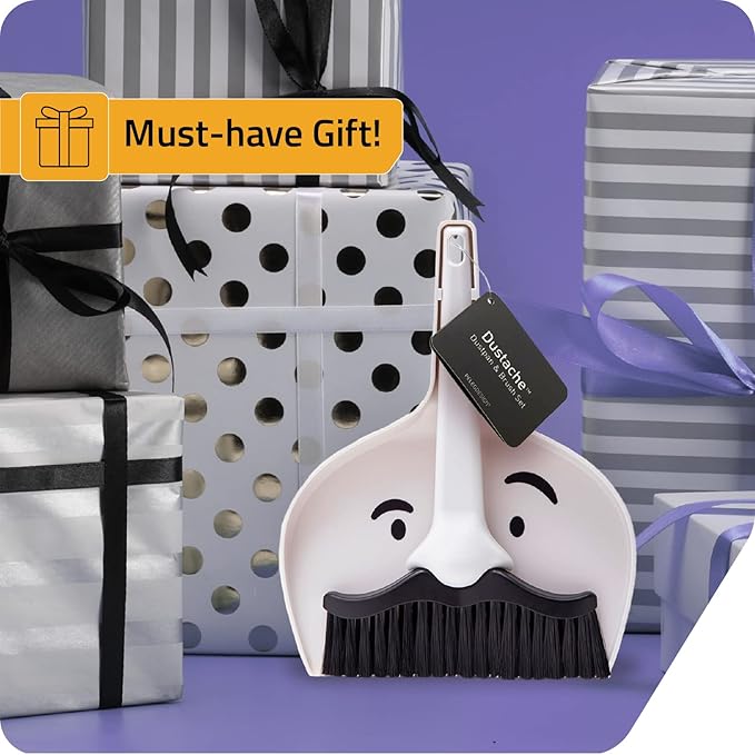 Peleg Design Dustache Small Dustpan and Brush Set, Mini Broom and Dustpan Set