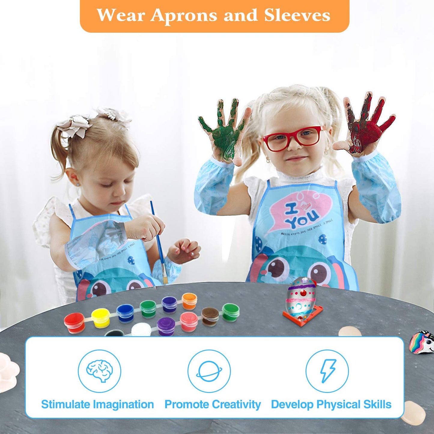 Lekebaby Rock Painting Kit, Arts and Crafts for Kids, Creative Toys & Gifts & Presents for Boys Girls Age 3-12 Year Old
