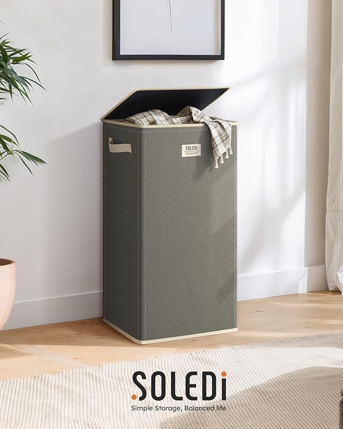 SOLEDI Laundry Hamper with Lid 100L Large & Tall Collapsible Laundry Basket