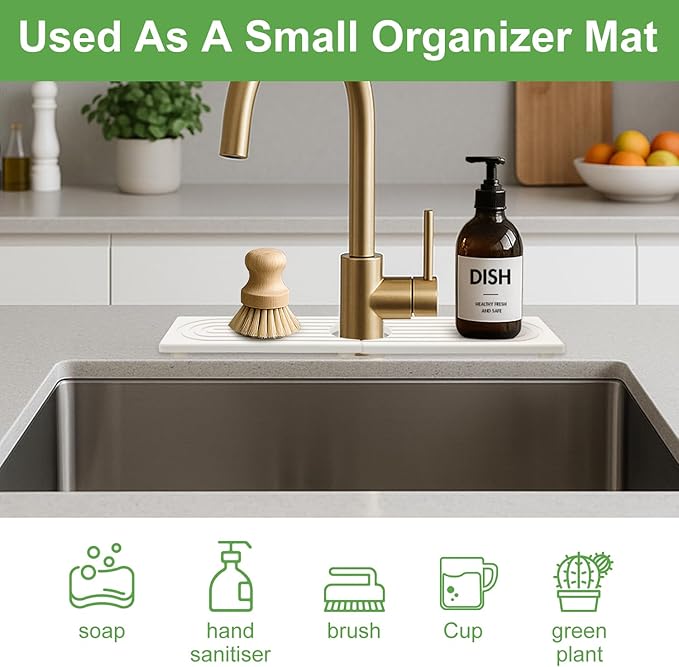 Small Stone Faucet Mat for Kitchen Sink Tray Diatomaceous Earth Quick Dry