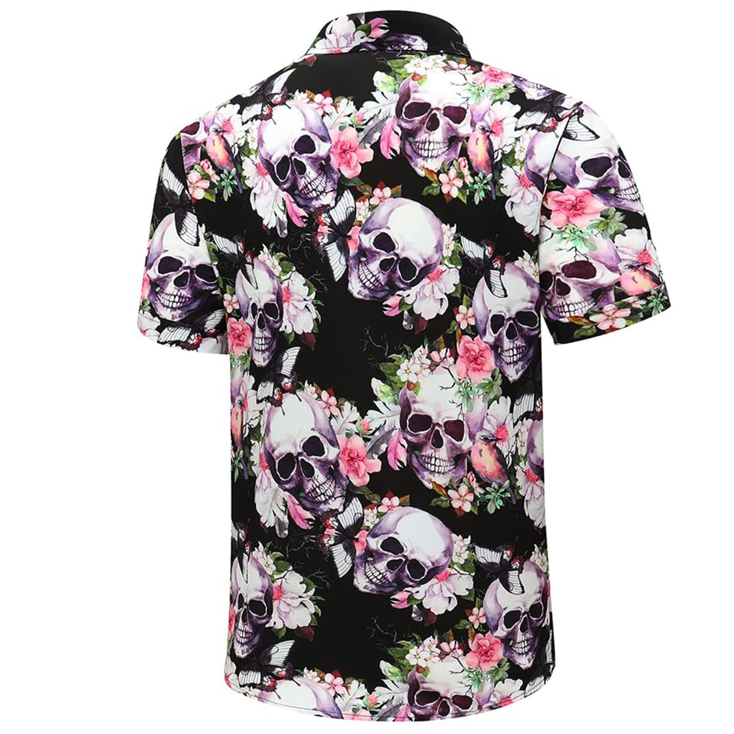 Men's Halloween Shirt Short Sleeve Button Down Male Funny Print Hawaiian Shirt Holiday Beach Skull Pumpkin Bat Witch Tops