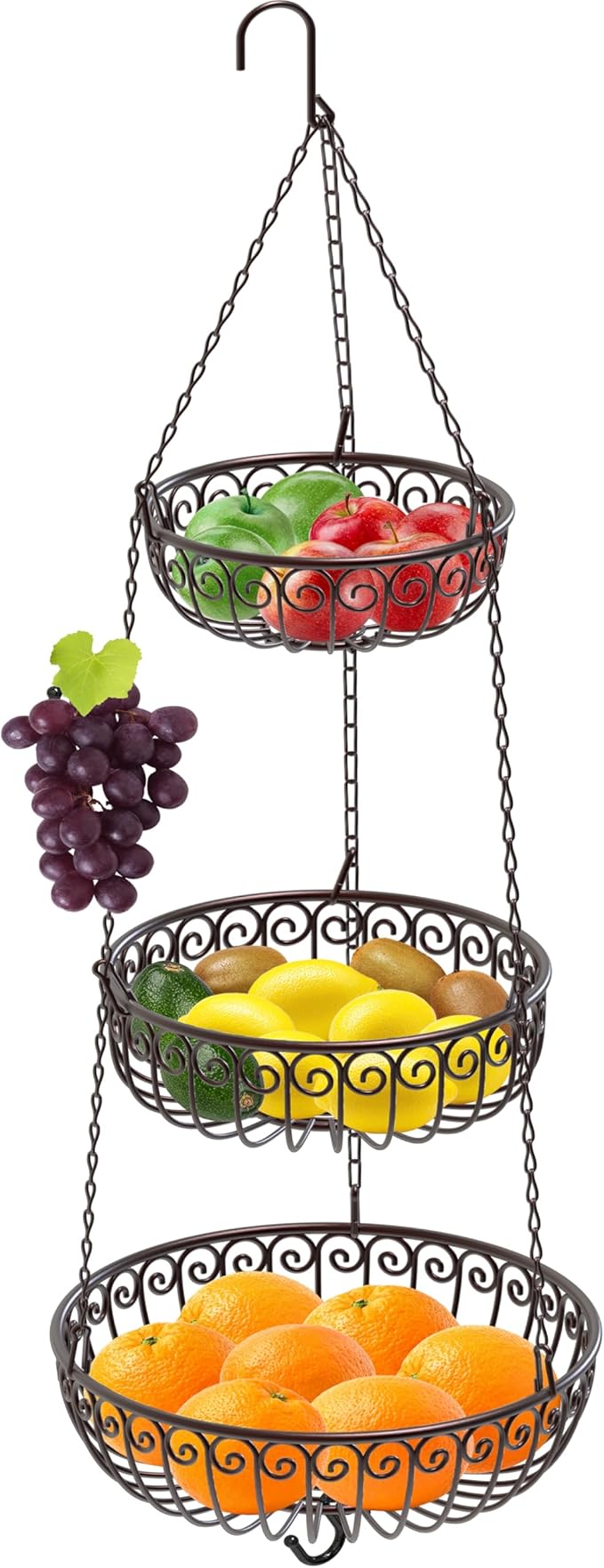 Simple Houseware 3-Tier Fruit Hanging Basket