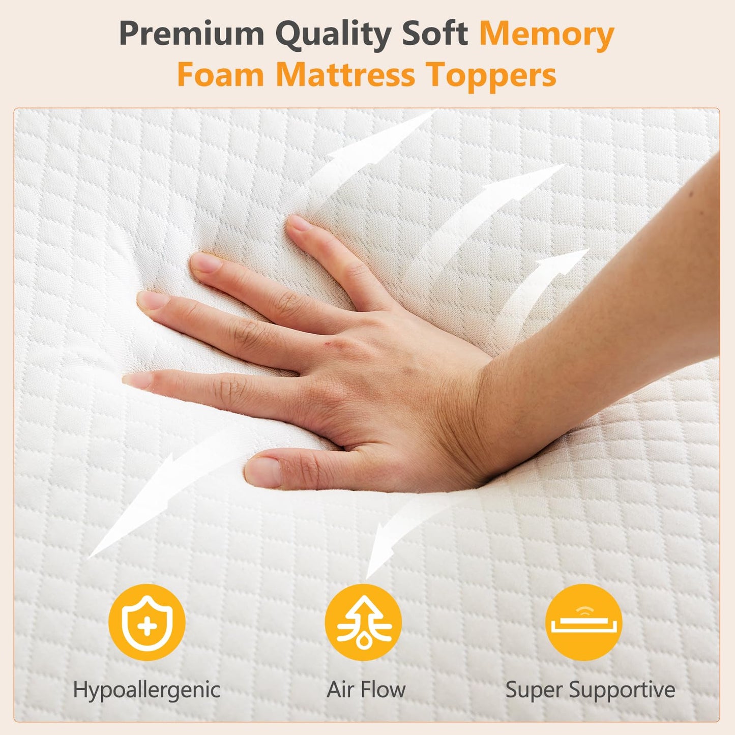 NEWBULIG 2 Inch Memory Foam Mattress Topper, a Supportive Memory Foam Pad with a Removable & Washable Cover, and a Non-Slip Ventilated Design for Full Beds