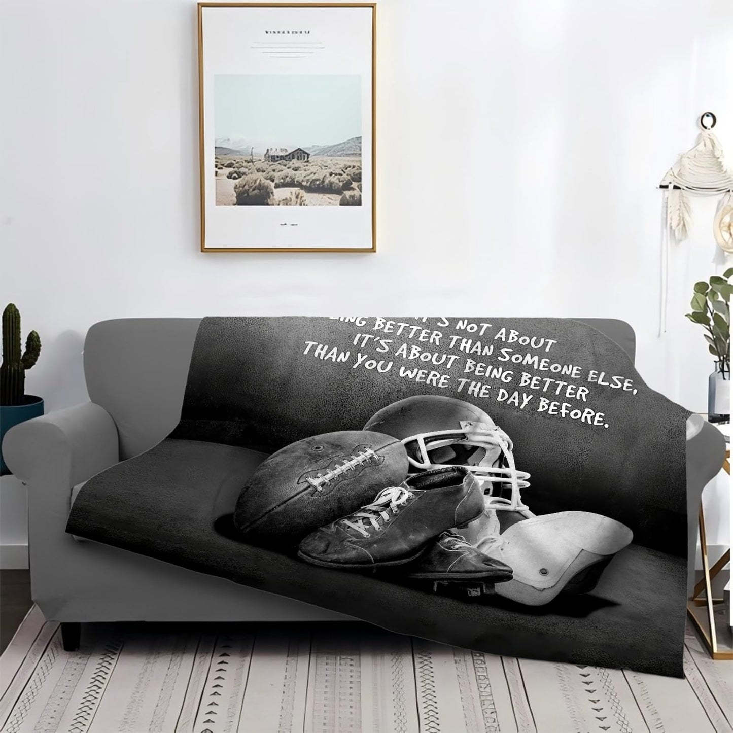Tijuboni Football Sports Throw Blanket Rugby Gifts for Men Boys Women Girls Kids Adults Soft Flannel Fleece Blanket for Couch Sofa Bed Home Decor 40"x50"