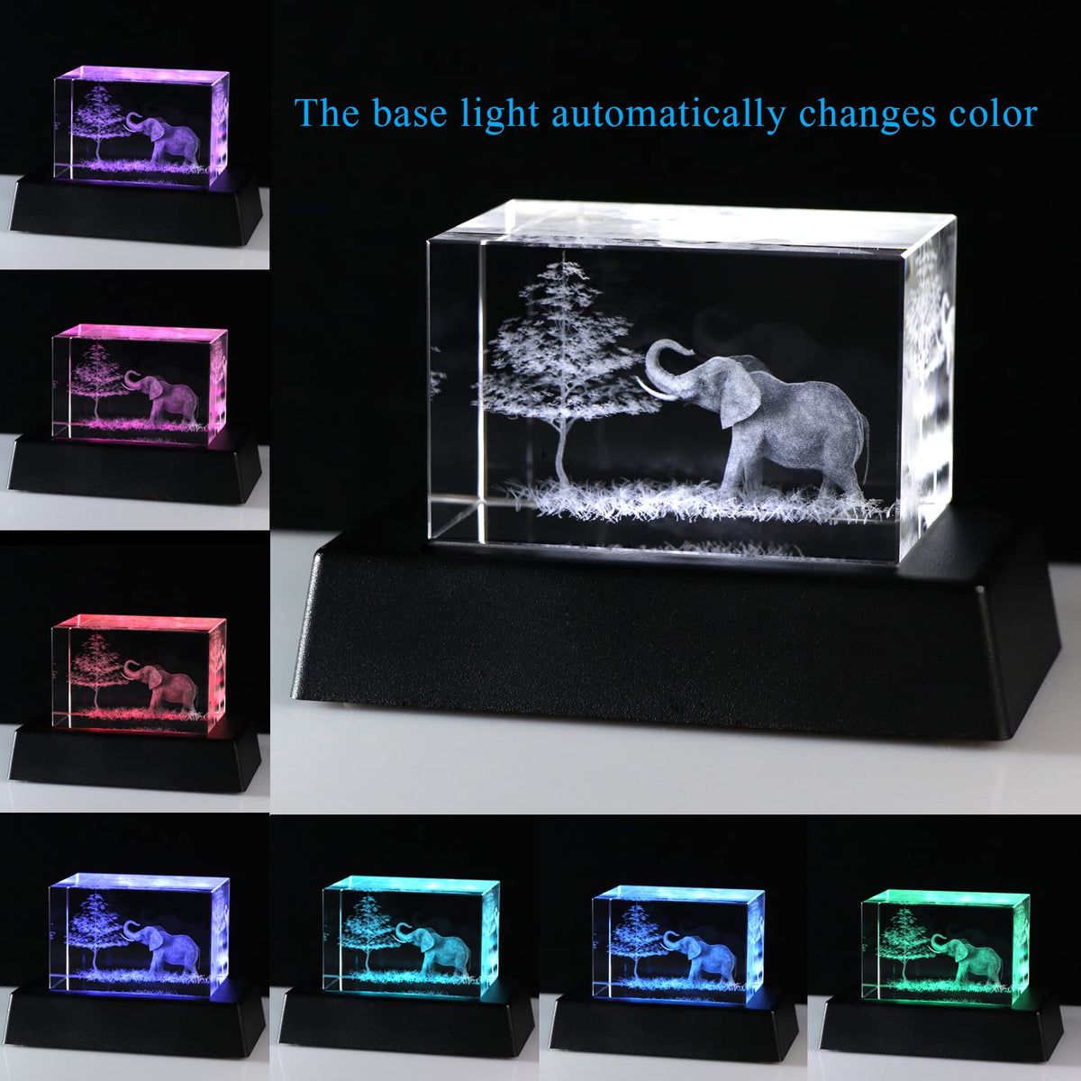 Qianwei 3D Crystal Elephant Decor Stuff Figurines Statue Gift for Elephant Lovers, Mother Day Birthday Gifts for Mom Mother Mama from Daughter Son
