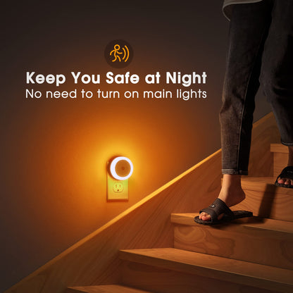 Briignite LED Baby Night Lights Plug into Wall [4Pack], Nightlight with Light Sensors for Kids Room, Bathroom Stair Lights, Hallway Light, Warm White