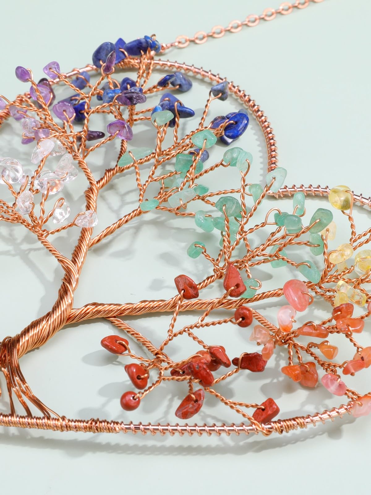 Jovivi 7 Chakra Heart Crystal Tree Hanging Ornament Healing Crystals Stones Gemstone Room Bedroom Wall Home Yoga Decor for Feng Shui Meditation Christmas Tree Ornament