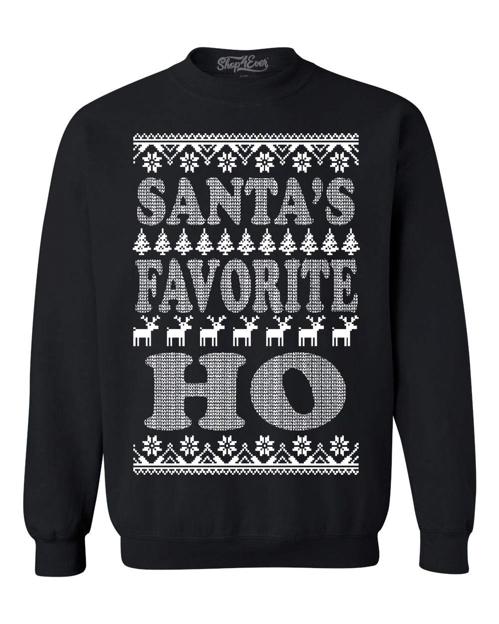 shop4ever Santa's Favorite Ho Crewnecks Ugly Christmas Sweatshirts Large Black 13771