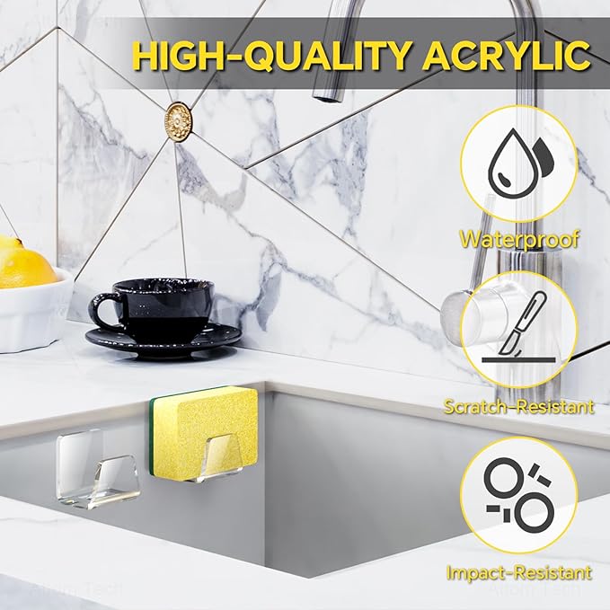 NiHome Clear Acrylic Kitchen Sink Sponge Holders 2PCS