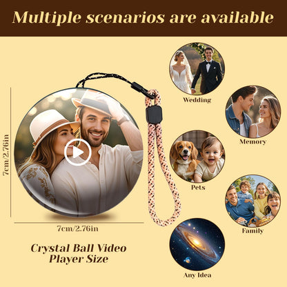 Memory Sphere Lamp, Crystal Ball Video Player 2.8" Memory Orbs Ornament 4GB Uploadable Videos & Photos, Personalized Unique Desk Night for Couples Friends Birthday Christmas (Blue Memory Orb WIFI)