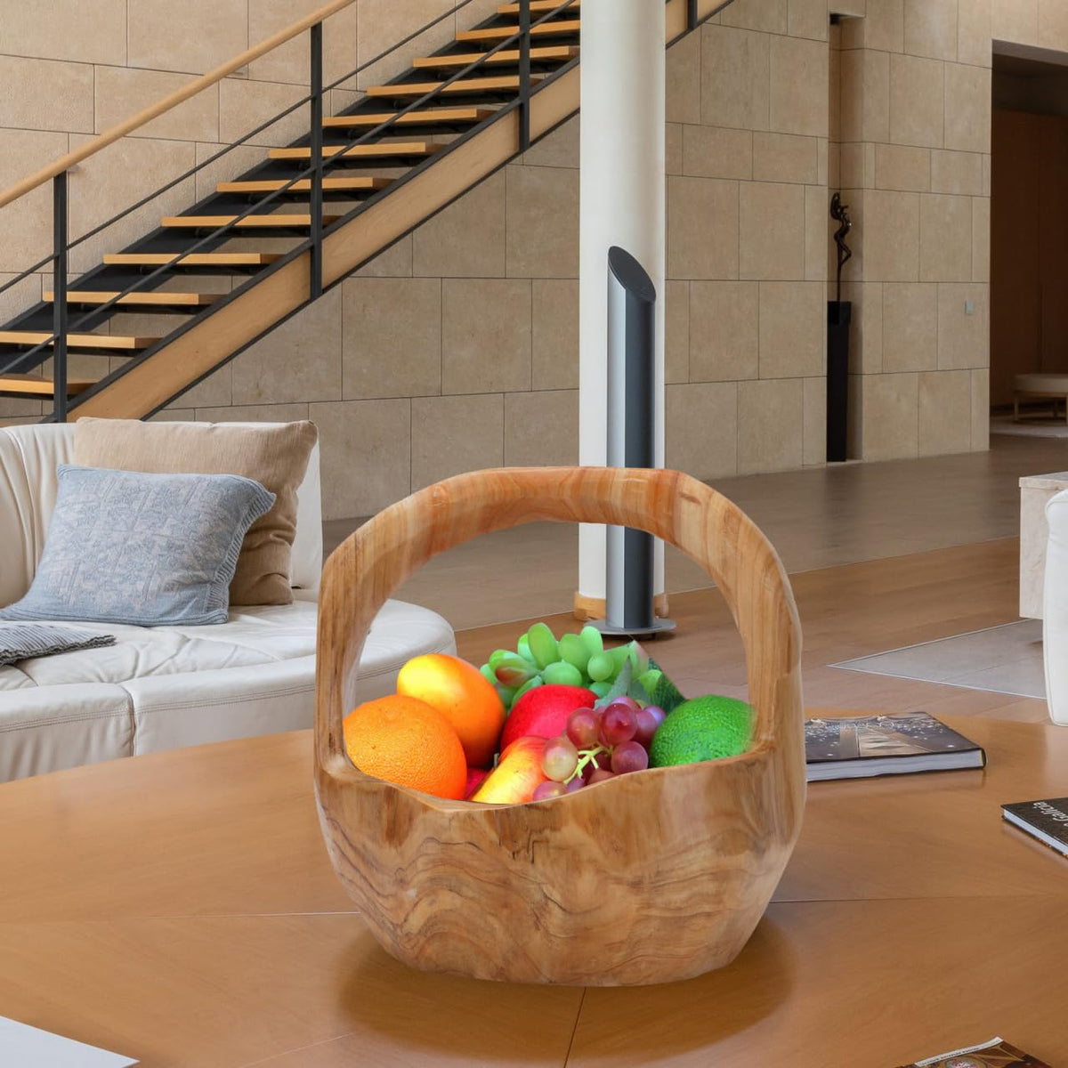 SOLUSTRE Wooden Fruit Basket Kitchen Serving Tray Decorative Bowl Appetizer Tray Creative Root Carving Bowl Snack Plate for Parties Style