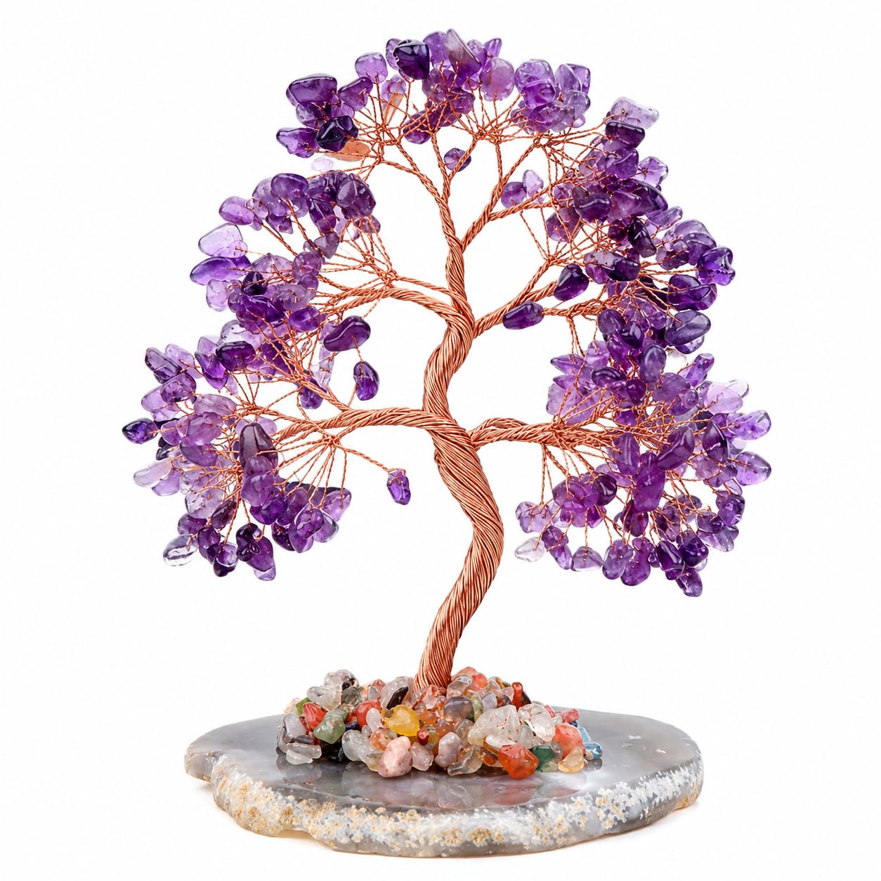 Geodora Amethyst Crystal Tree of Life, Healing Crystal Tree with Real Amethyst Stones, Chakra Tree of Life Crystal Tree for Positive Energy, Feng Shui Home Office Desk Decor, Spiritual Gifts for Women