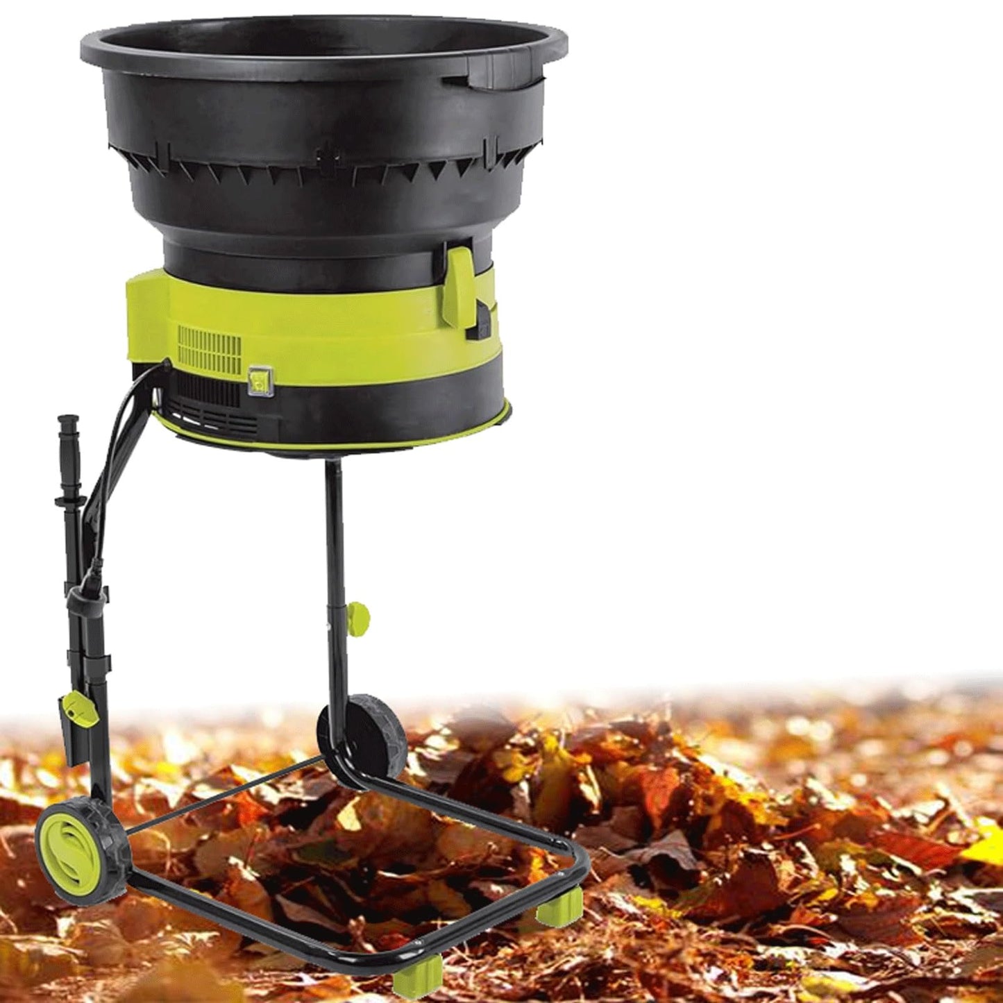 ZWHLYLY Electric Leaf Mulcher Shredder, 2500W Corded Garden Compost Shredder Crusher with Power Cord, 8000rpm Leaves Chippers, Shredders and Mulchers with Wheels (Machine+40m)
