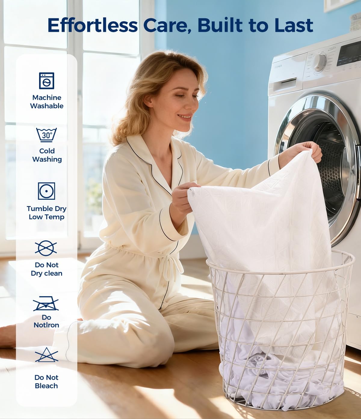 AVIKEN Waterproof Mattress Protector California King Size, Soft Breathable Mattress Pad with Deep Pocket 8"-21", Noiseless 3D Air Fabric Cooling Mattress Cover for Bed, Machine Washable, White