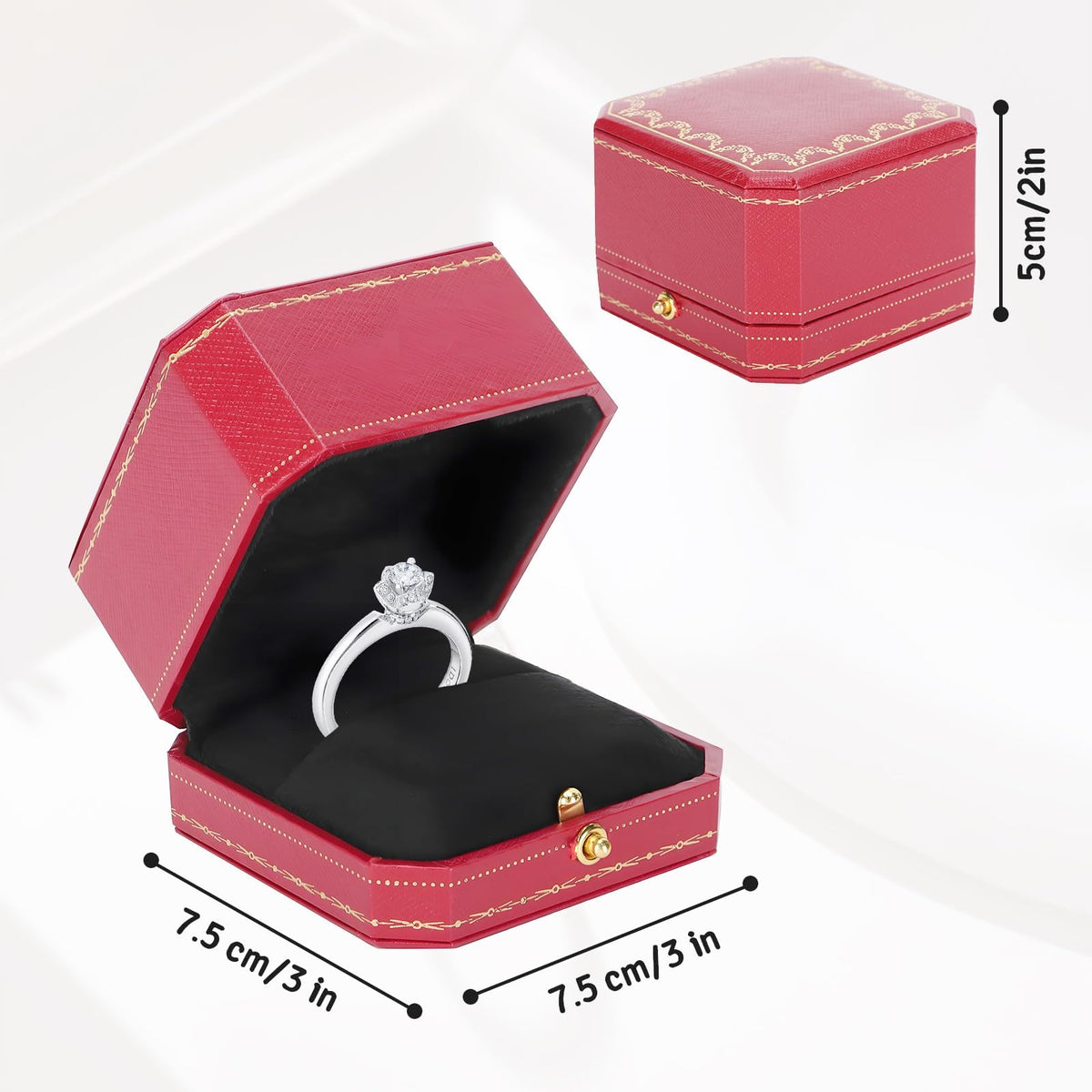 Tomotato Jewelry Rings Box, Square Wedding Ring Case Earrings Brooches Gift Box Trinket Case Velvet Couple Rings Boxes for Proposal Engagement Valentine's Day Wedding Anniversary Mother's Day