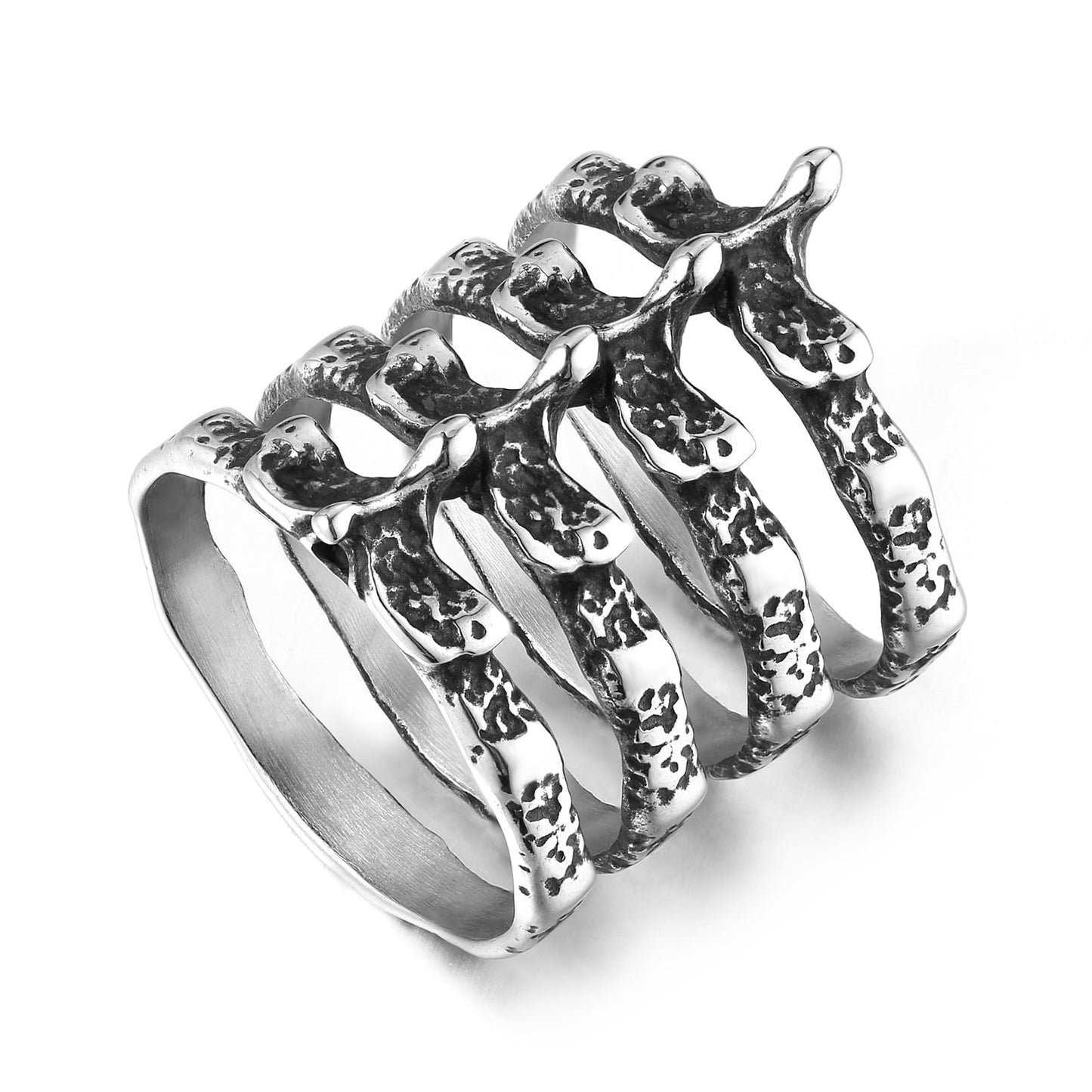 HZMAN Gothic Punk Spine Skeleton Ring Bone Stainless Steel Rings for Men Women Biker Jewelry Gift (Size,9)