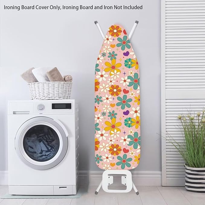 Hippie Flower Ironing Board Cover 15x54 Inch Extra Thick Resistant Scorch and