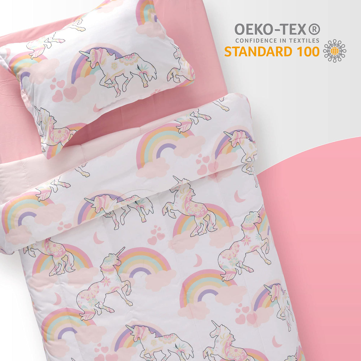 SLEEP ZONE Kids Twin Bedding Comforter Set - Super Cute & Soft Kids Bedding Bed in a Bag 5 Pieces Set with Comforter, Sheet, Pillowcase & Sham (Pink Unicorn)