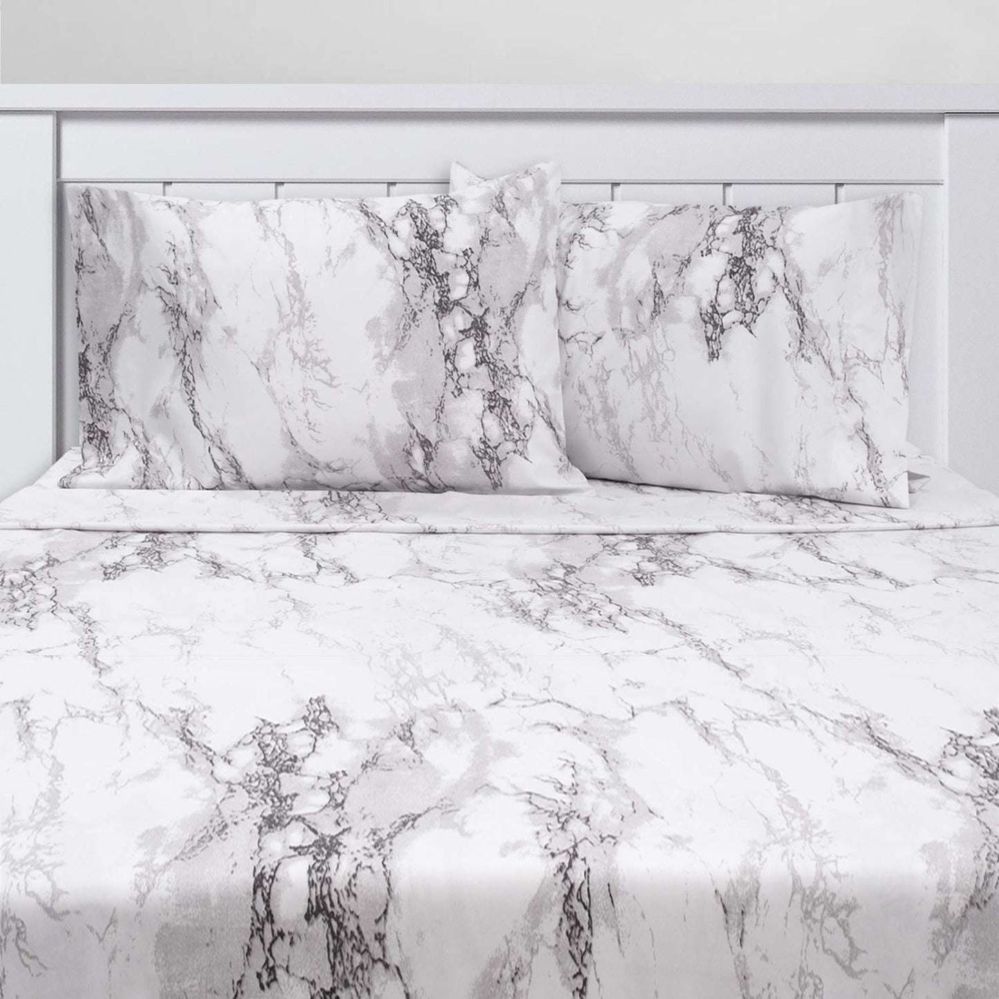 1500 Supreme Collection Extra Soft Marble Print 4-Piece Sheet Set- Luxury Bed Sheets Set with Deep Pocket Wrinkle Free Bedding, Queen Size
