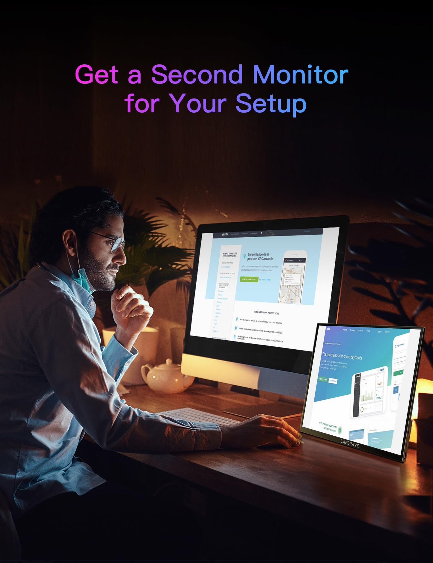Portable Monitor for Laptop, Ultra Slim 15.6'' 1080P FHD Travel Monitor with Kickstand & Speaker, USB C HDMI, Gaming External Screen for Computer Laptop PC Mac Phone Xbox Switch PS5/4