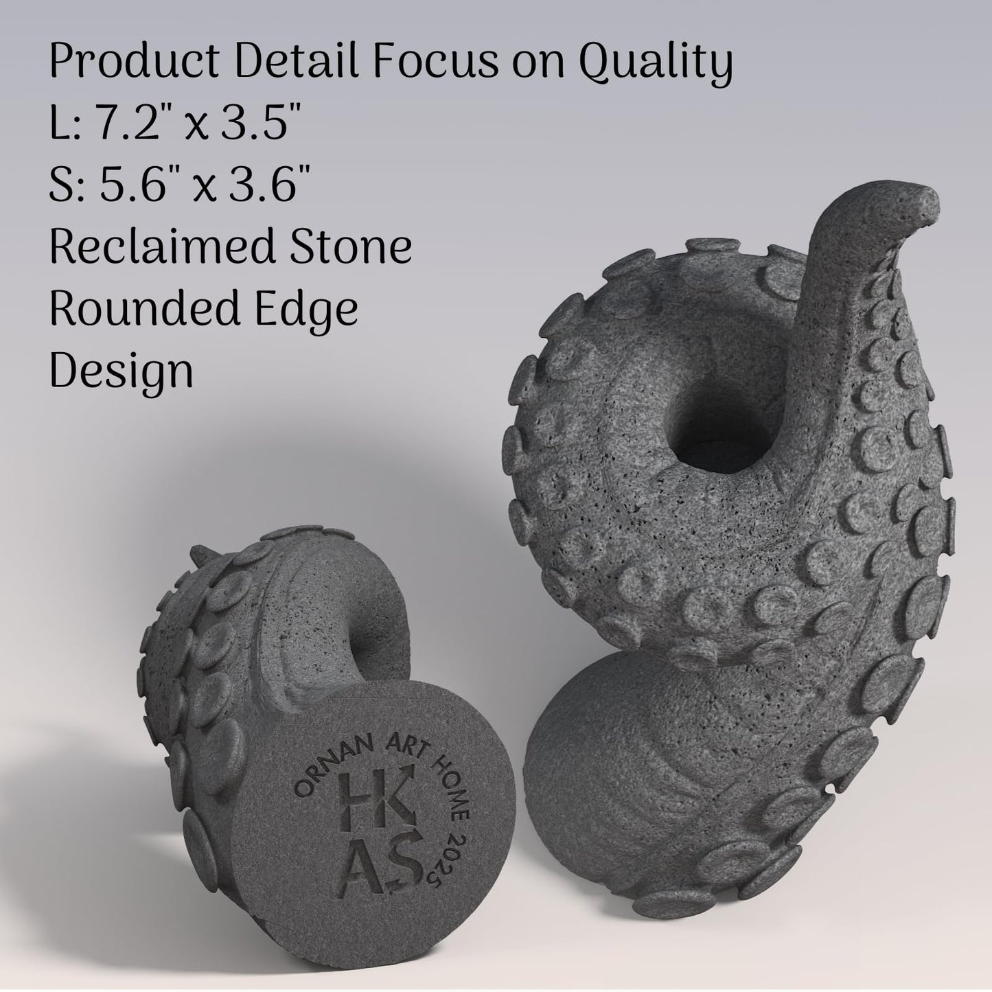 ORNAN Octopus Candlestick Holders True Natural Reclaimed Stone, Set of 2 Premium Reclaimed Stone Candlestick Holder for Wedding Dinning Party, Candle Stand for 3/4 inch Thick Candles Color Black