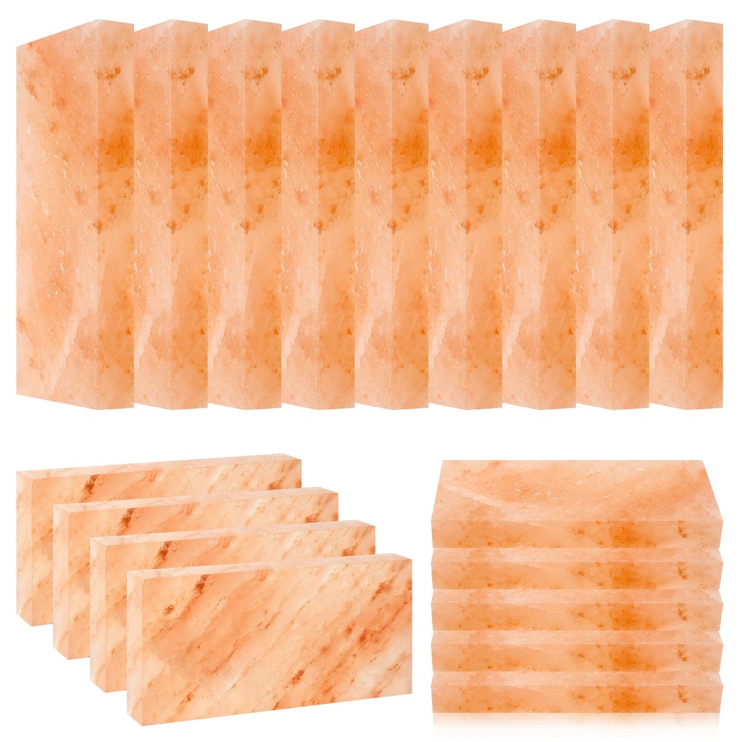 Swiffen 18 Pcs Himalayan Salt Tiles for Sauna Spa, 8 x 4 x 1 Inches, Natural Pink Salt Bricks Bulk Stone Blocks for Building Sauna Room, Spa Walls, Massage, Dry Aging, Wellness Centers, Home DIY Decor