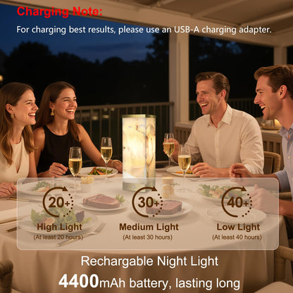Scenekoy Alabaster Rechargeable Table Lamp for Living Room Bedroom Nightstand, Portable Battery Operated LED Bedside Lamp, Cordless Night Light for Home Office Dorm Desk Decor (Bulb Included)