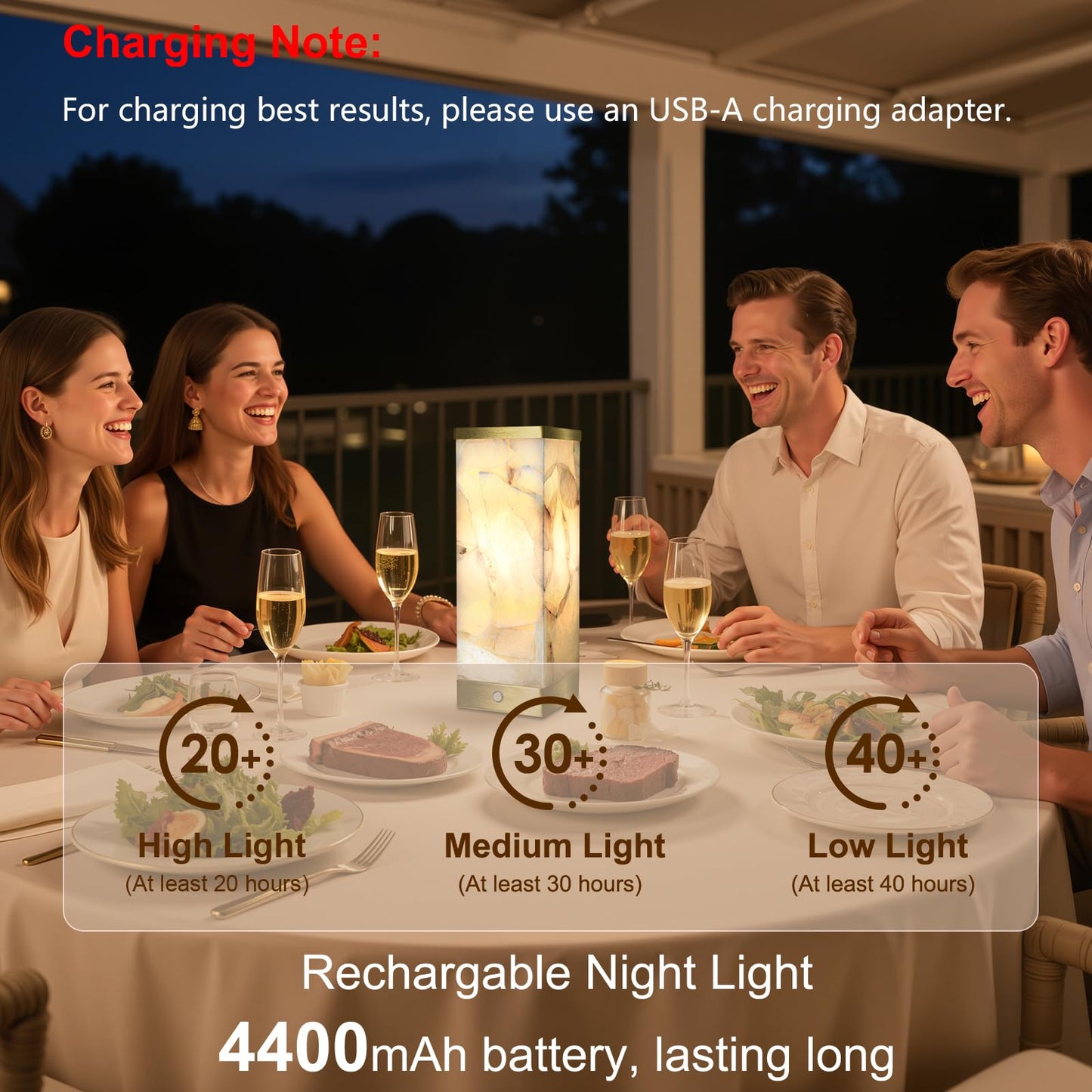 Scenekoy Alabaster Rechargeable Table Lamp for Living Room Bedroom Nightstand, Portable Battery Operated LED Bedside Lamp, Cordless Night Light for Home Office Dorm Desk Decor (Bulb Included)