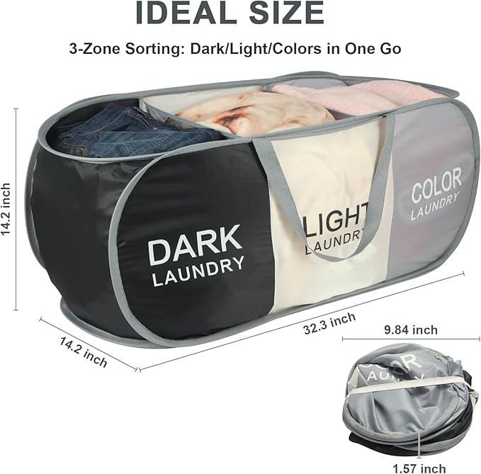 Seefoo 3-Section Foldable Hamper