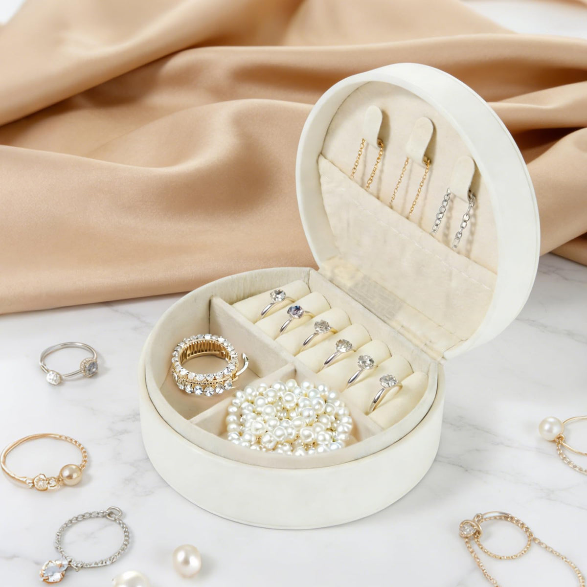 LOLYSIC 12 Pack White Travel Jewelry Case Mini Leather Earring Storage Organizer, Compact Bridesmaid Gift Box for Women’s Travel Jewelry Storage