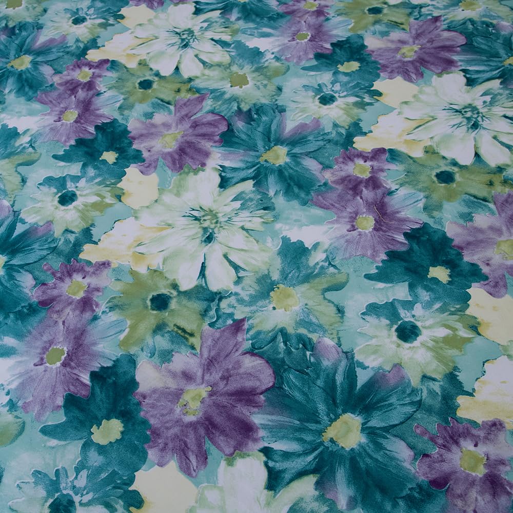 NATURETY Bedding Fitted Sheet with Deep Pocket,Oil Painting Style Fabric Bed Sheets (Green Floral,Queen)