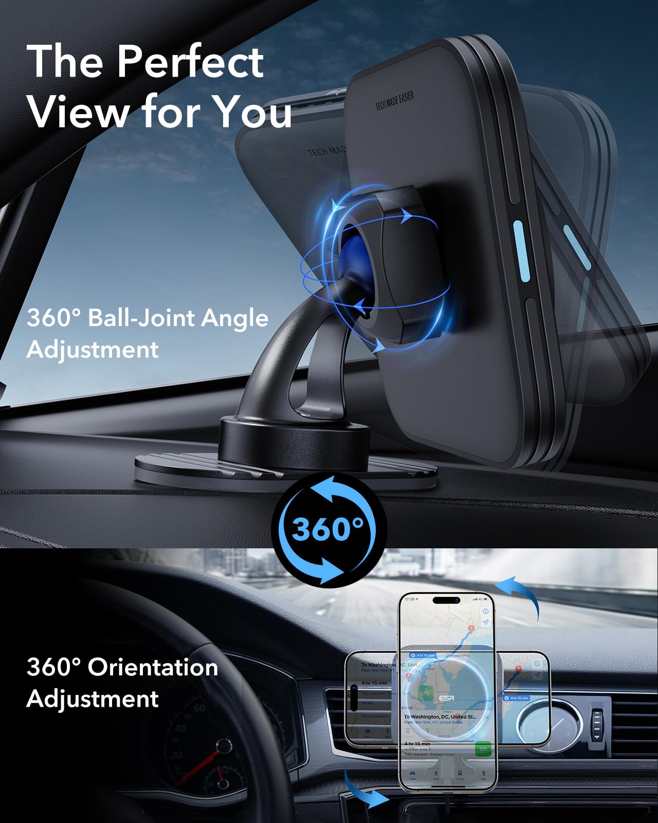 ESR for MagSafe Car Mount Charger[15W Fast Charging], Air Vent Dashboard Magnetic Phone Holder Car Wireless Charger for iPhone Air 17 Pro Max 16 15 14 Plus 13 12 Mini, Galaxy S25, MagSafe Accessories