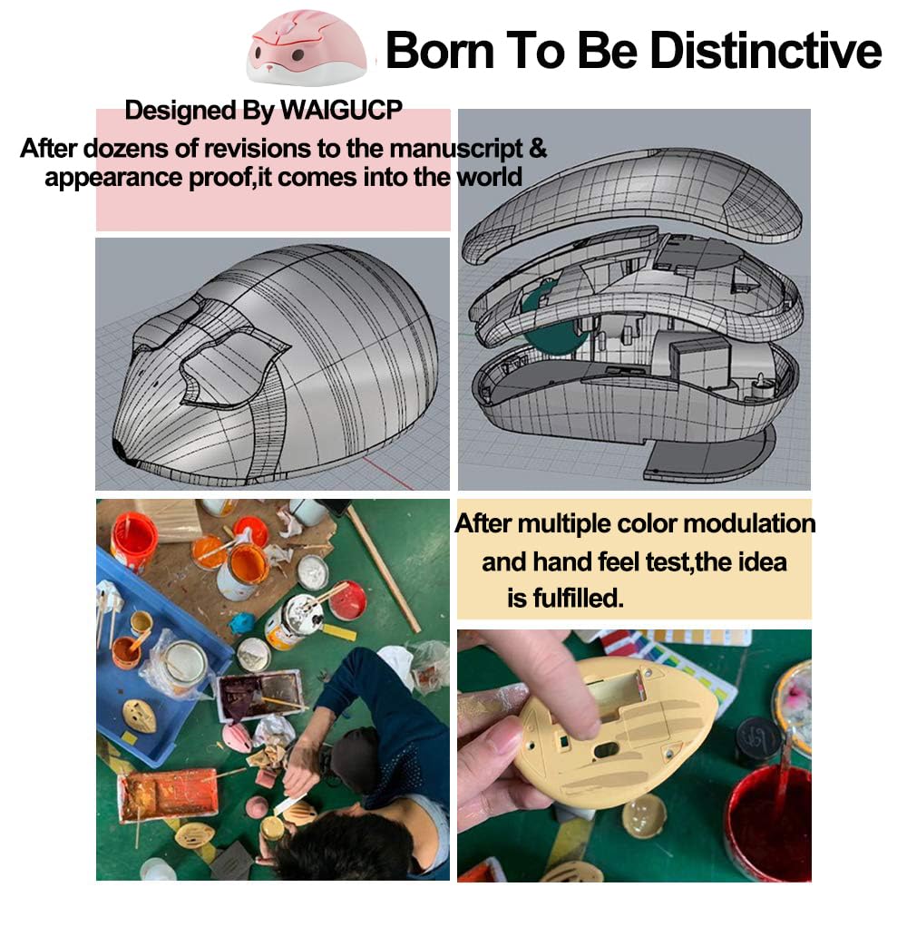 Wireless Mouse Cute Hamster Shape Less Noice Portable Mobile Optical 1200DPI USB Mice Cordless Mouse for PC Laptop Computer Notebook MacBook Kids Girl Boy Men Women Adults School Office Gift (Purple)