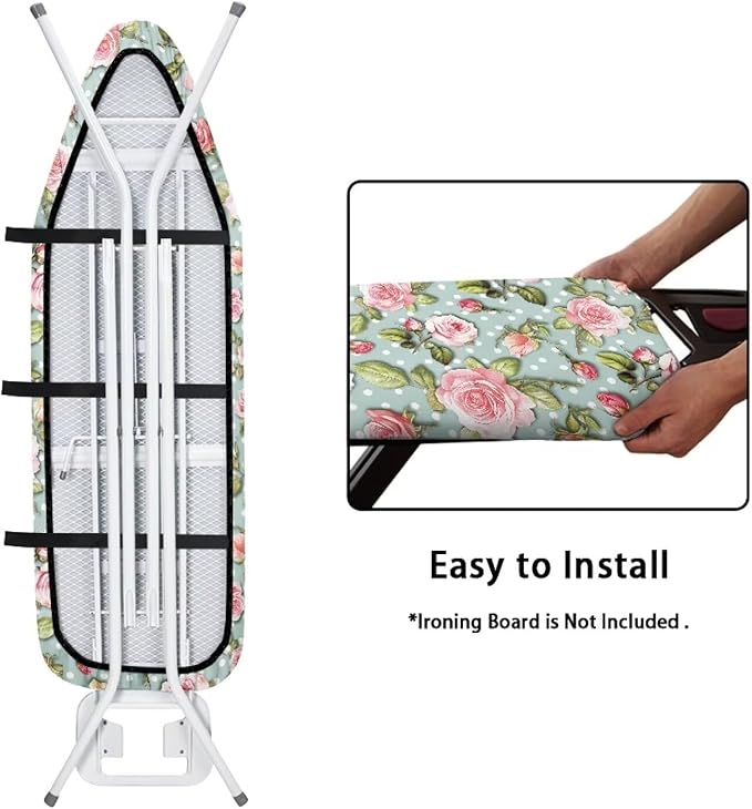 Pink Rose Ironing Board Cover Pad Cover Scorch Stain Resistant Ironing Board
