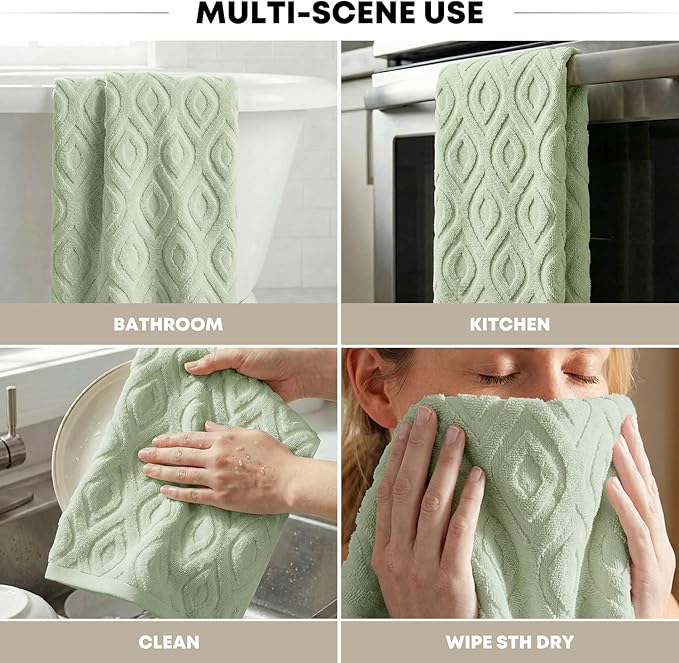 Artoid Mode 1 Pc Light Green 3D Diamond Grid Jacquard Hand Towels
