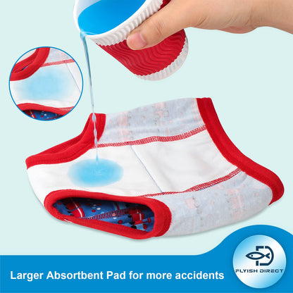 FLYISH DIRECT Potty Training Pants, Toddler Training Pants Absorbent, Car Training Pants for Boys, 100% Cotton, 6 Packs, 3T