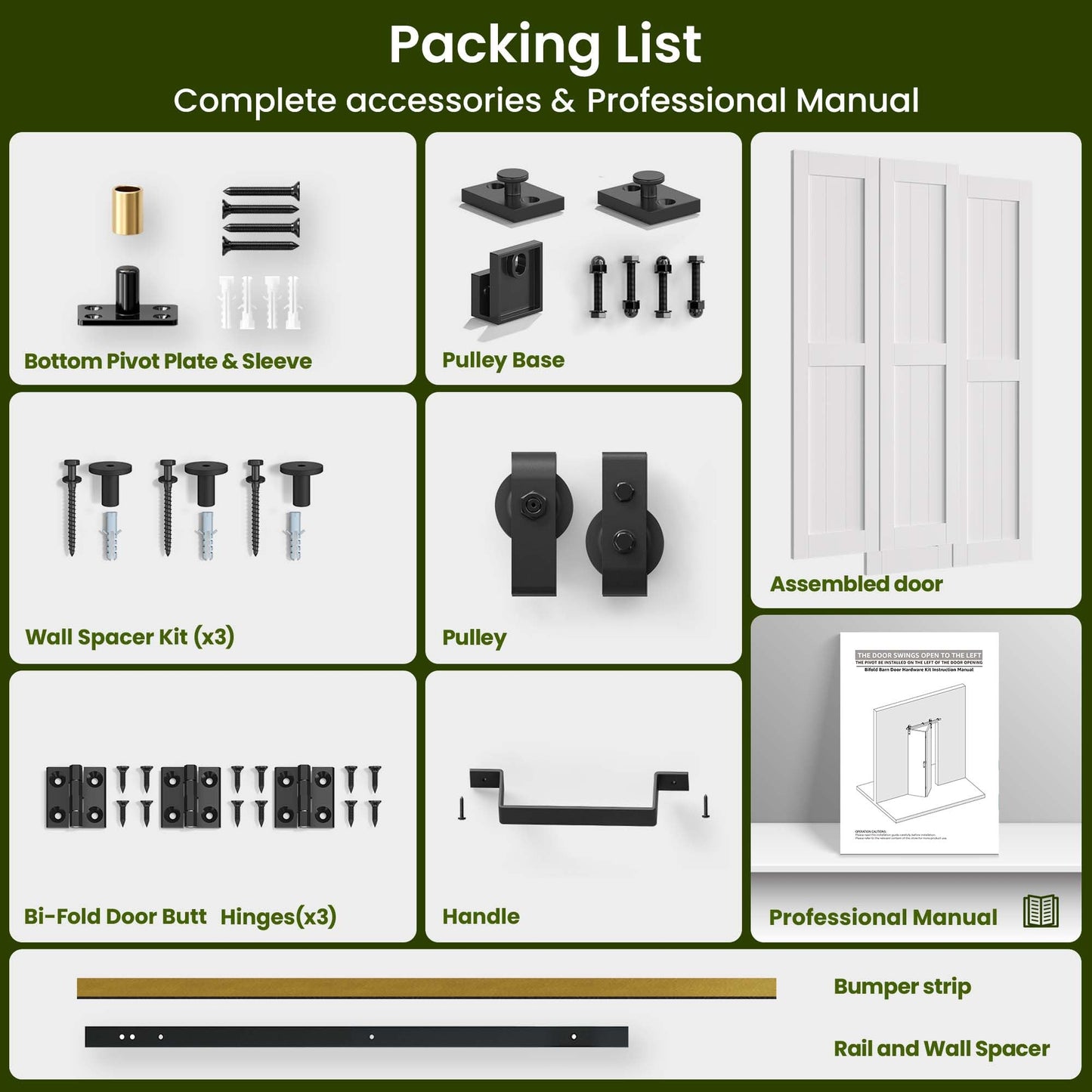 SMARTSTANDARD Bifold Barn Door 72'' x 84'',Bi-Fold Sliding Closet Doors with Hardware Kit Included,80'' Track Kit for 4 Doors,Waterproof & Quiet,Pre-Drilled Holes Easy Assembly,White